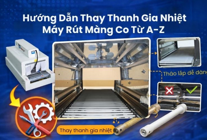 Hướng dẫn thay thanh gia nhiệt máy rút màng co từ A-Z cho người mới