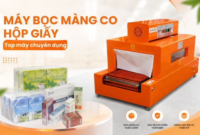 Máy bọc màng co hộp giấy - Top máy chuyên dụng