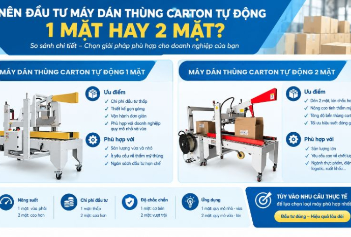 Nên đầu tư máy dán thùng carton tự động 1 mặt hay 2 mặt
