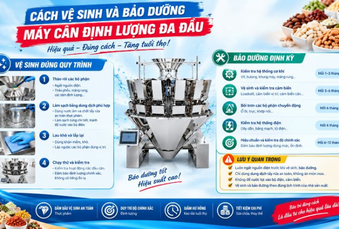 Cách vệ sinh và bảo dưỡng máy cân định lượng đa đầu hiệu quả
