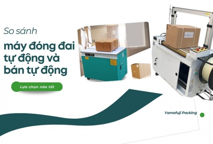 So sánh máy đóng đai tự động và bán tự động