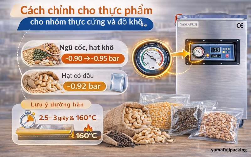 Cách chỉnh cho thực phẩm cứng và đồ khô