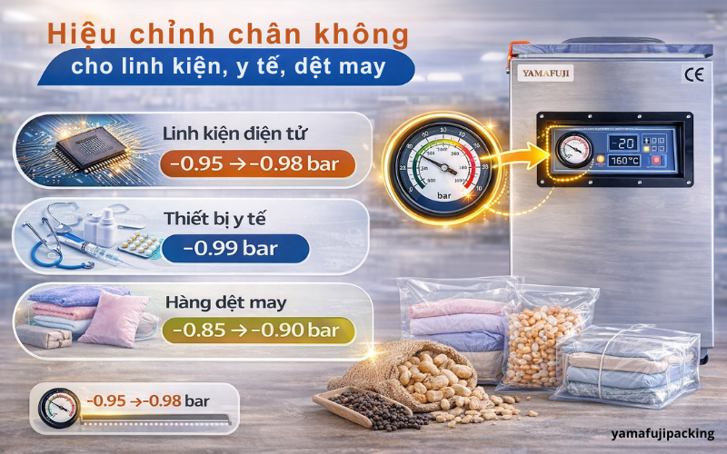 Hiệu chỉnh chân không cho linh kiện, y tế, dệt may