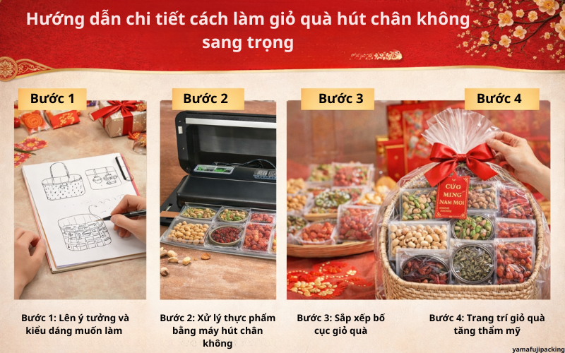 Hướng dẫn chi tiết cách làm giỏ quà hút chân không sang trọng
