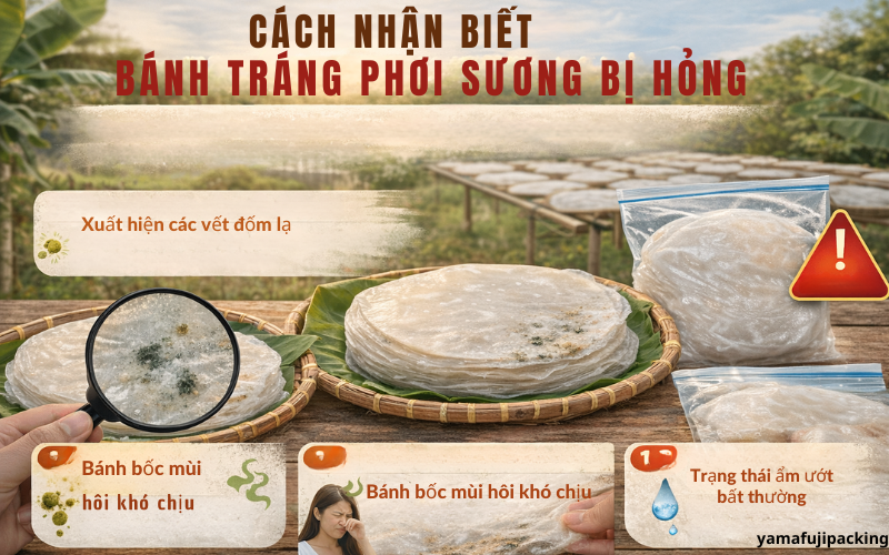 Cách nhận biết bánh tráng phơi sương bị hỏng  