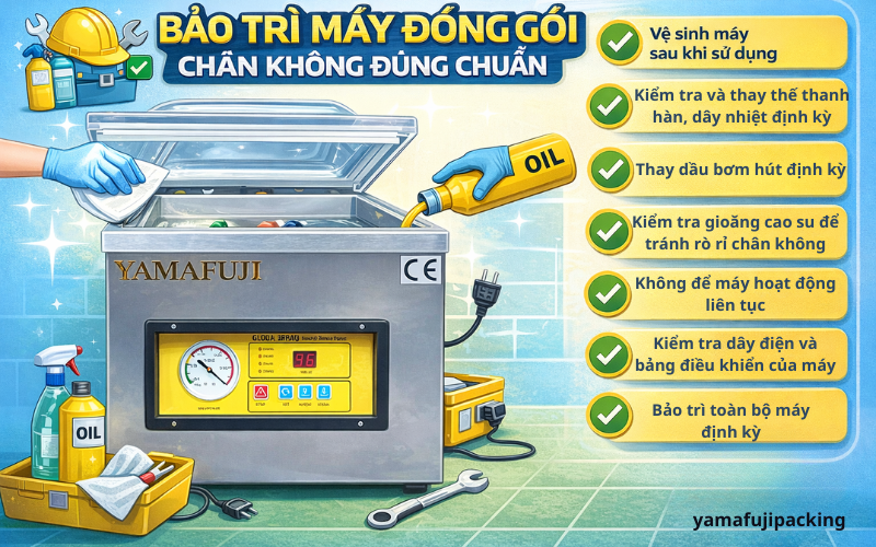 Kinh nghiệm bảo trì máy đóng gói chân không đúng chuẩn
