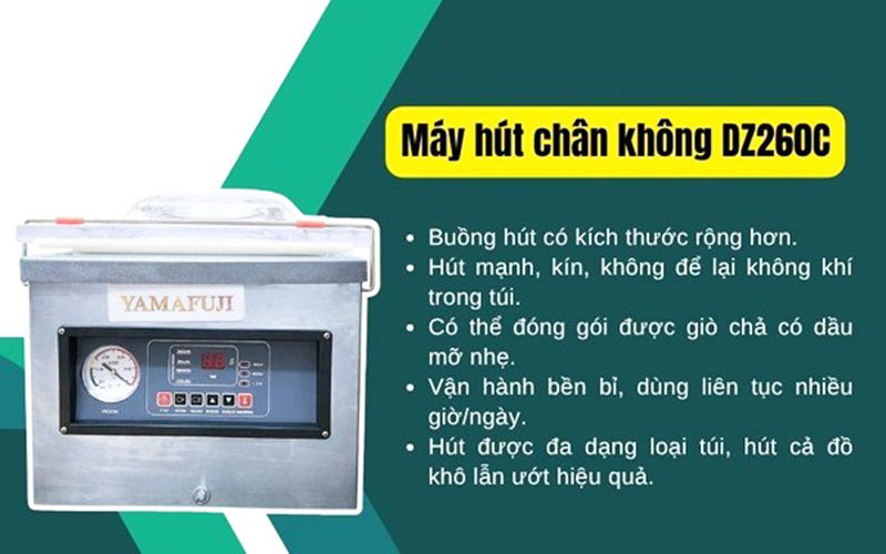 Máy hút chân không DZ260C - Lý tưởng cho cửa hàng giò chả, siêu thị mini 