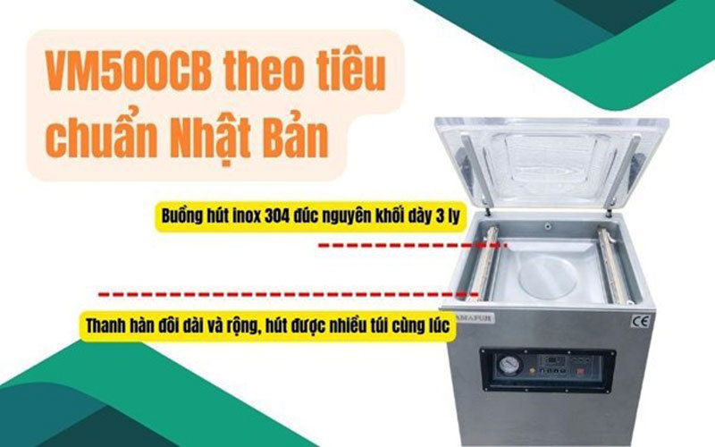 Máy hút chân không VM500CB - Dành cho xưởng sản xuất giò chả chuyên nghiệp