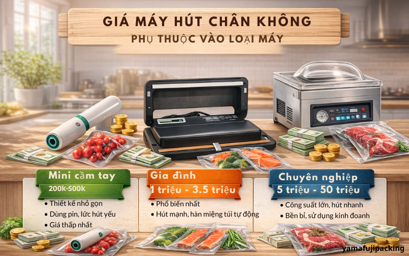 Giá máy hút chân không phụ thuộc vào loại máy