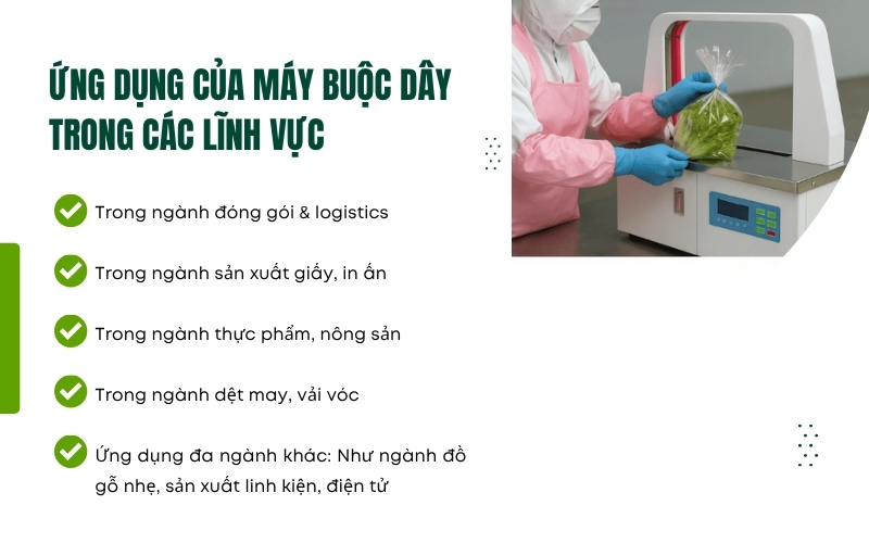 Ứng dụng của máy buộc dây trong các lĩnh vực