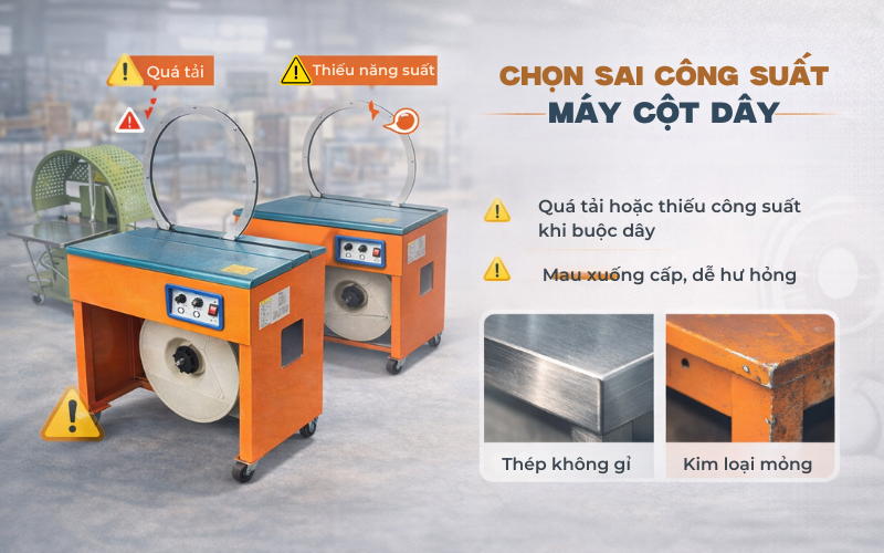 Chọn sai công suất máy cột dây