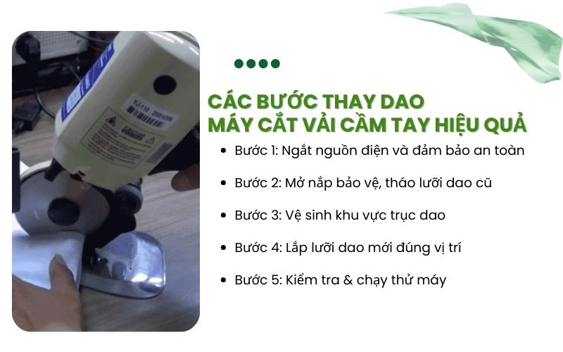 Các bước thay dao máy cắt vải cầm tay hiệu quả