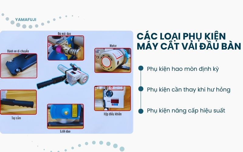 Các loại phụ kiện máy cắt vải đầu bàn