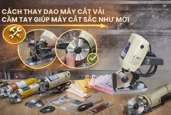 Cách thay dao máy cắt vải cầm tay giúp máy cắt sắc như mới
