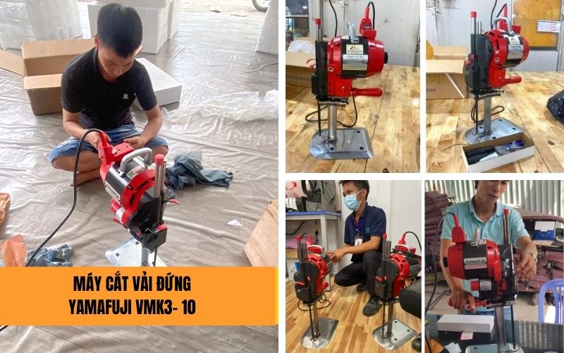 Khách hàng test máy cắt vải đứng Yamafuji VMK 3-10