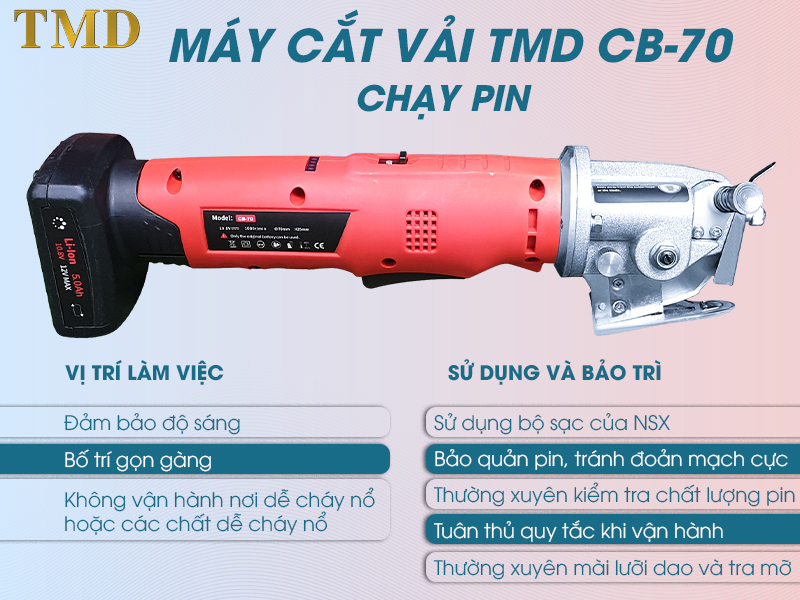 Những lưu ý khi sử dụng máy cắt vải chạy pin TMD