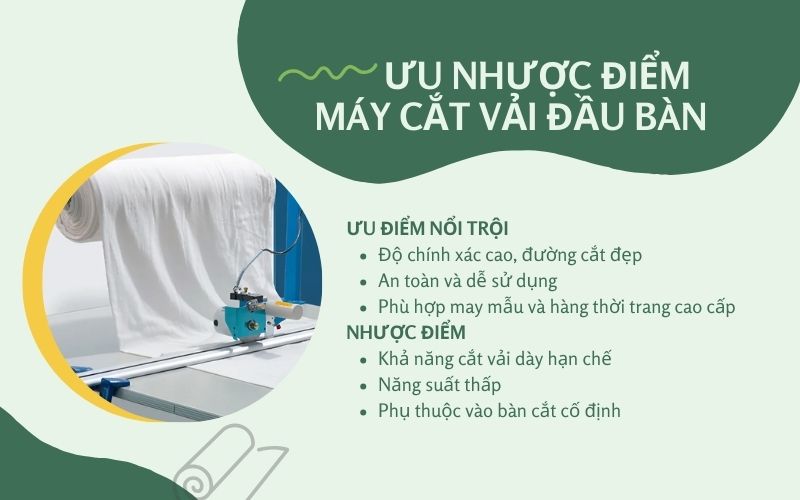 Ưu nhược điểm của máy cắt vải đầu bàn