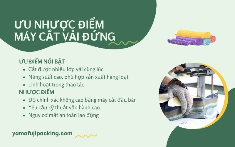Ưu nhược điểm của máy cắt vải đứng