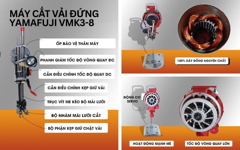 cấu tạo máy cắt vải đứng Yamafuji VMK3-8