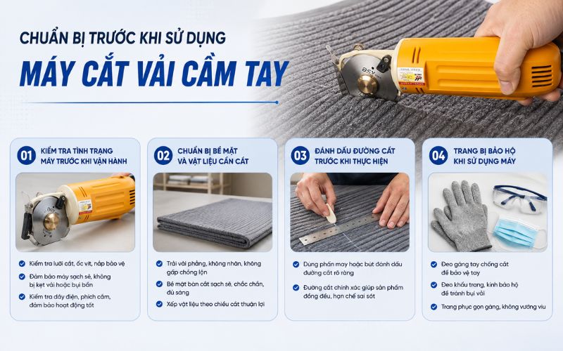 Chuẩn bị trước khi sử dụng máy cắt vải cầm tay