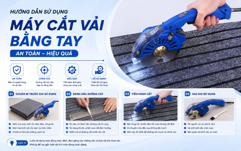 Hướng dẫn sử dụng máy cắt vải bằng tay an toàn, hiệu quả