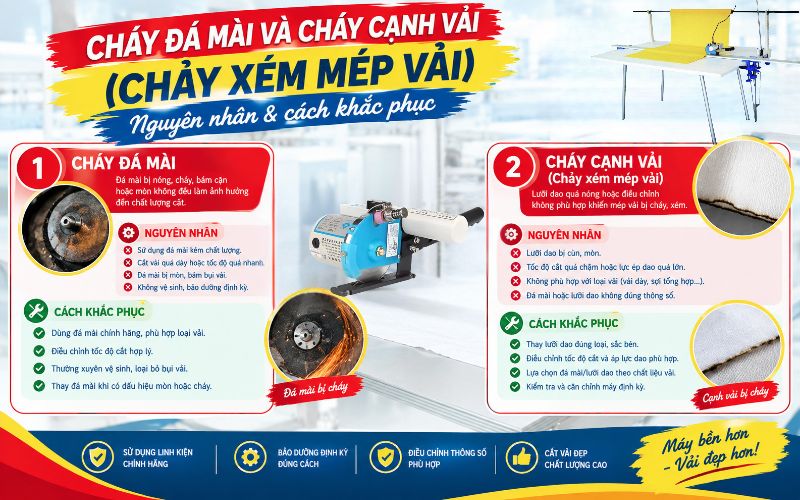 Cháy đá mài và cháy cạnh vải (Chảy xém mép vải)