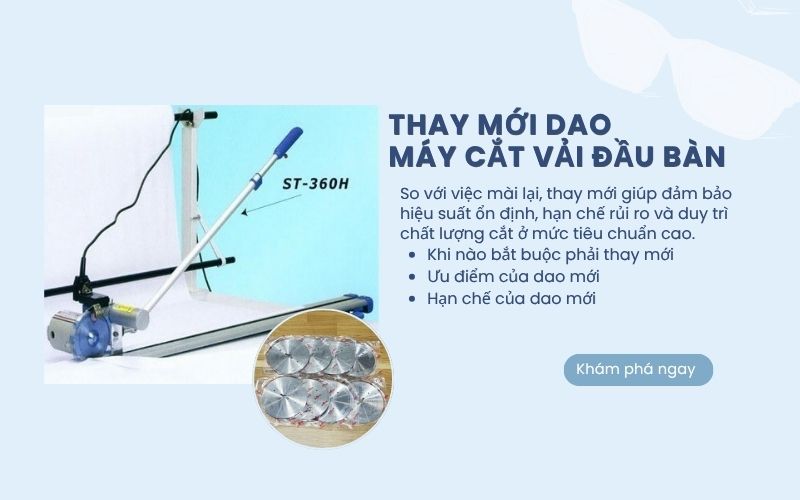 Thay mới dao máy cắt vải đầu bàn 