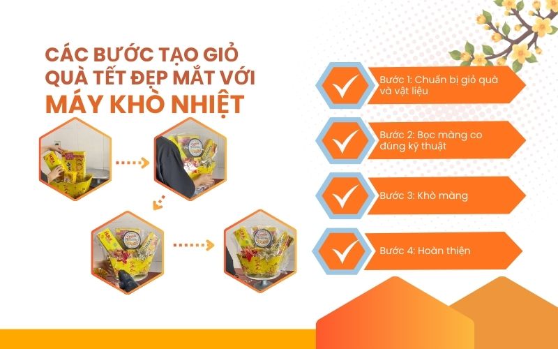 Các bước tạo giỏ quà Tết đẹp mắt với máy khò nhiệt 