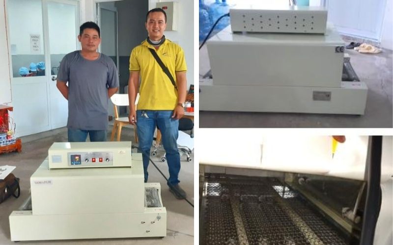 Khách hàng giao máy co màng và hướng dẫn chọn độ dày màng co 