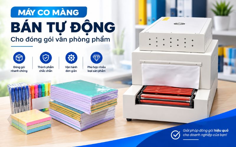 Máy co màng bán tự động cho đóng gói văn phòng phẩm