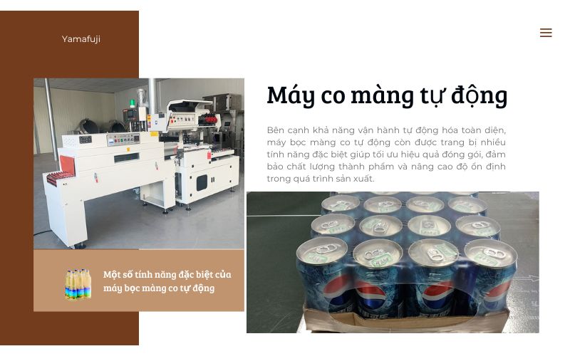 Một số tính năng đặc biệt của máy bọc màng co tự động