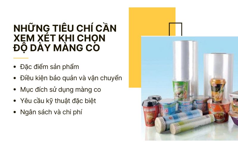 Những tiêu chí cần xem xét khi chọn độ dày màng co