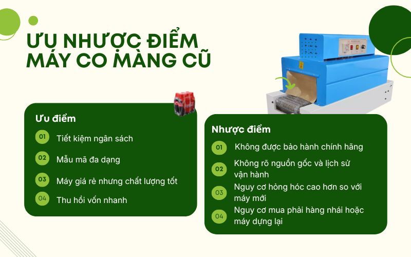 Ưu nhược điểm của máy co màng cũ