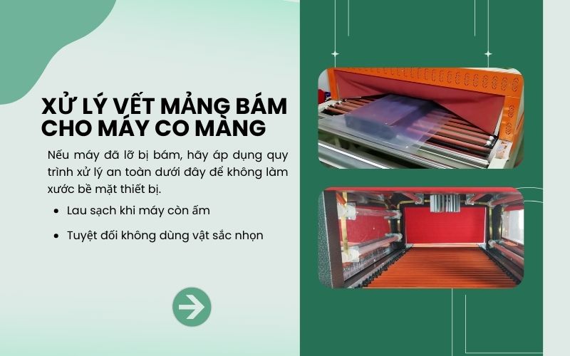 Xử lý vết mảng bám cho máy co màng