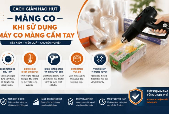 Cách giảm hao hụt màng co khi sử dụng máy co màng cầm tay