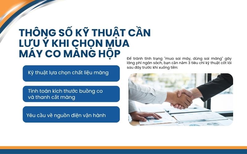 Thông số kỹ thuật cần lưu ý khi chọn mua máy co màng