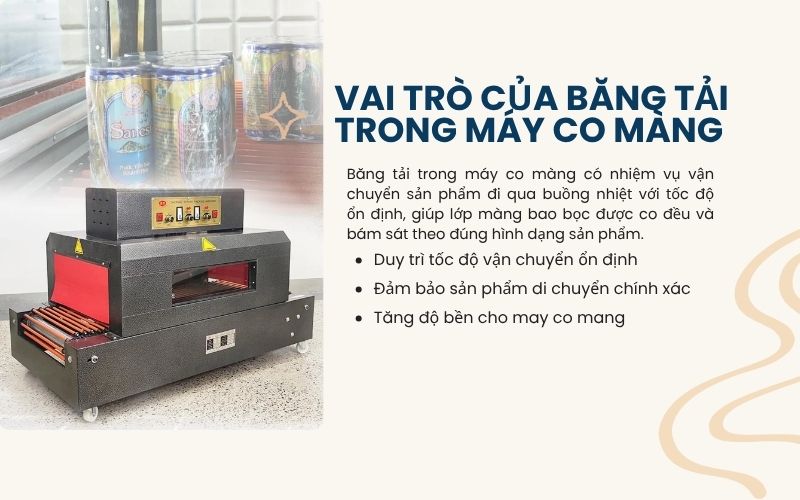 Vai trò của băng tải trong máy co màng
