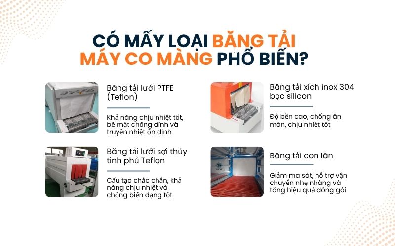 Có mấy loại băng tải máy co màng phổ biến?