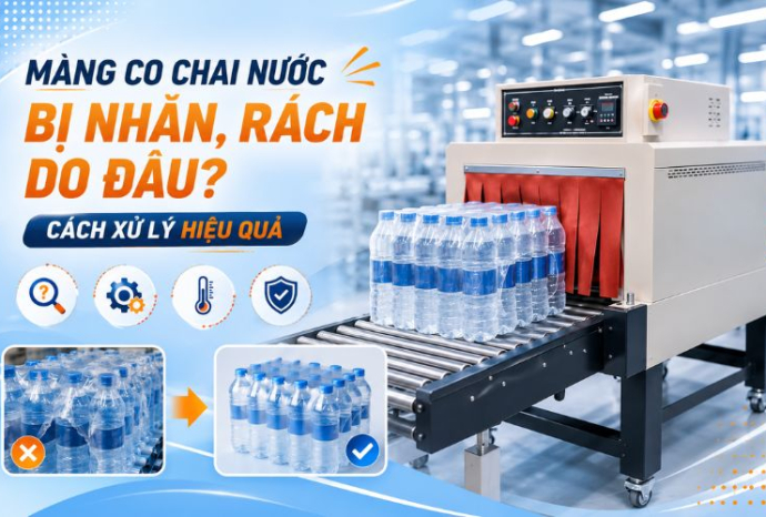 Màng co chai nước bị nhăn, rách do đâu? Cách xử lý hiệu quả