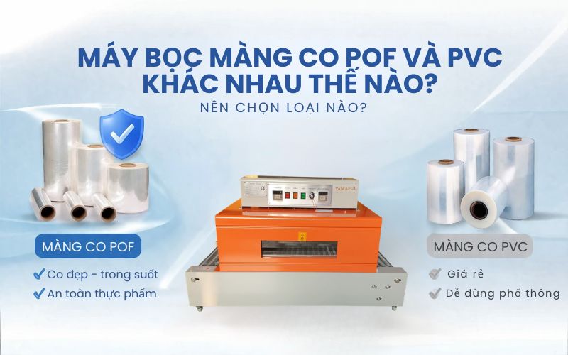 Máy bọc màng co POF và PVC khác nhau thế nào?