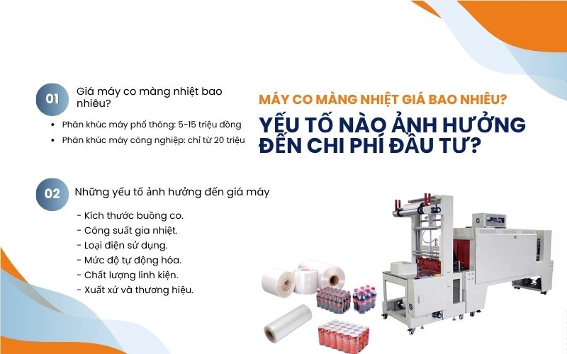 Máy co màng nhiệt giá bao nhiêu? Yếu tố nào ảnh hưởng đến chi phí đầu tư?