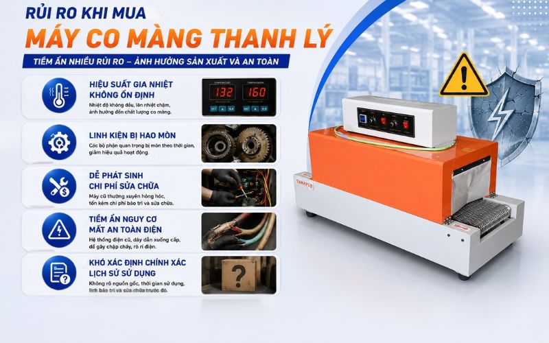 Rủi ro khi mua máy co màng thanh lý