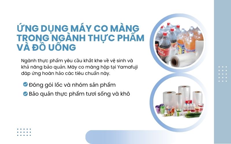 Ứng dụng máy co màng trong ngành thực phẩm và đồ uống