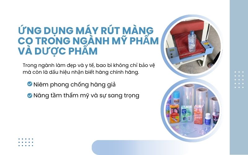 Ứng dụng máy rút màng co trong ngành mỹ phẩm và dược phẩm