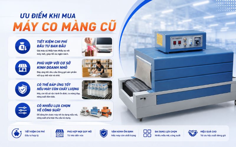 Ưu điểm khi mua máy co màng cũ