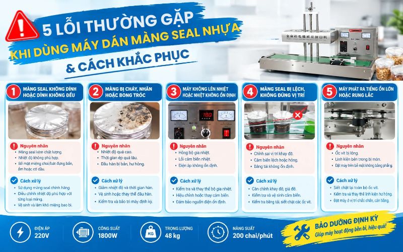 5 Lỗi thường gặp khi dùng máy dán màng seal nhựa và cách khắc phục