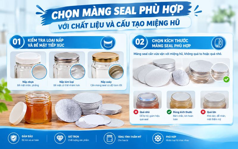 Chọn màng seal phù hợp với chất liệu và cấu tạo miệng hũ
