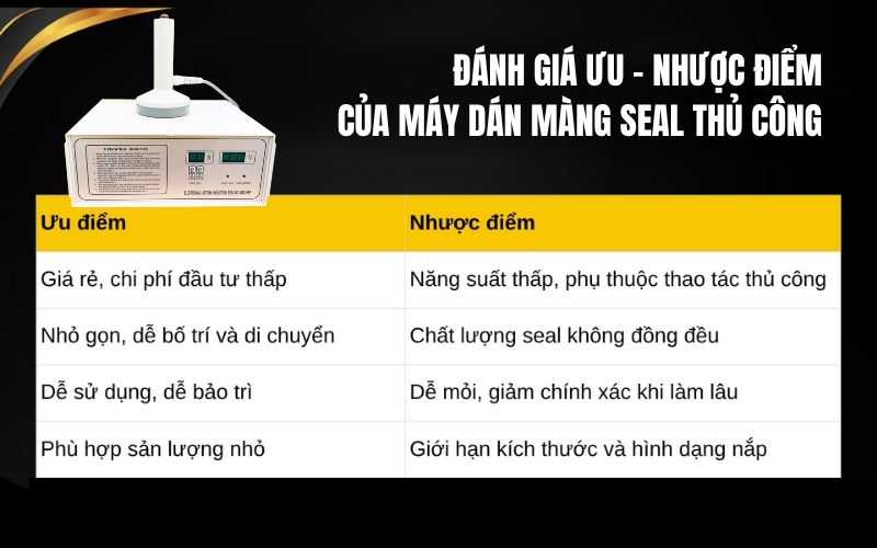 Đánh giá ưu - nhược điểm của máy dán màng seal thủ công