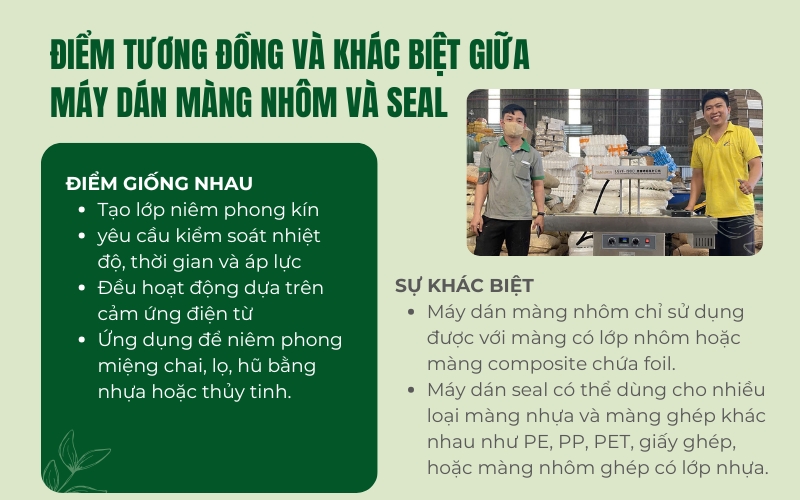 Điểm tương đồng và khác biệt giữa máy dán màng nhôm và seal