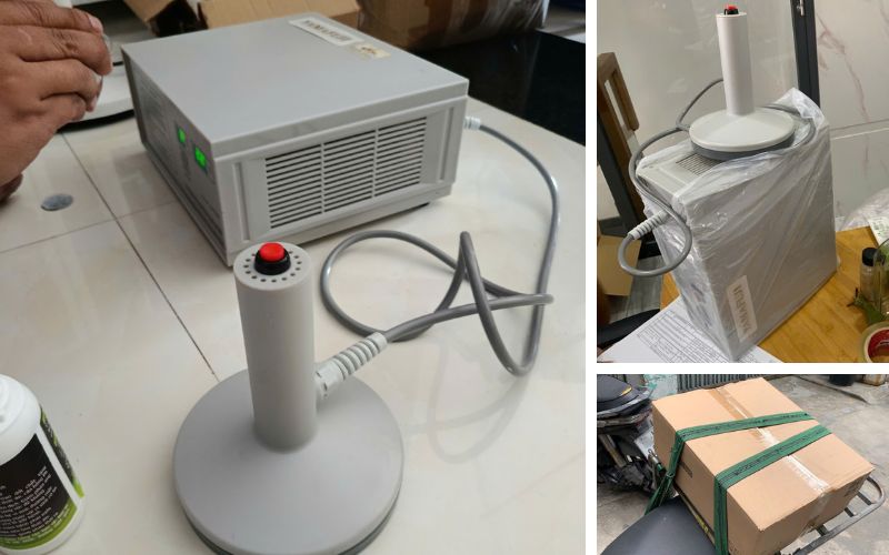 Khách mua máy dán màng seal DGYF - 500A tại cửa hàng